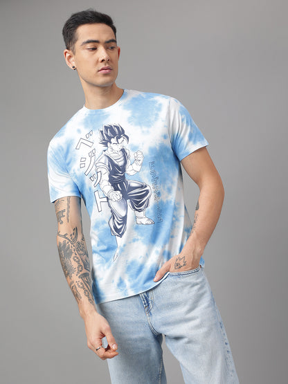 Dragon Ball Z Blue White Tie Dye Tshirt For Men