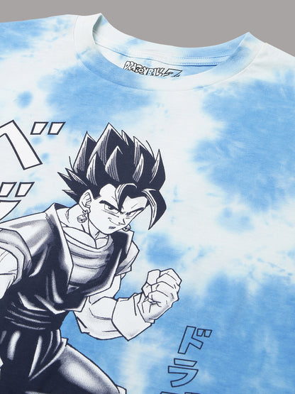 Dragon Ball Z Blue White Tie Dye Tshirt For Men