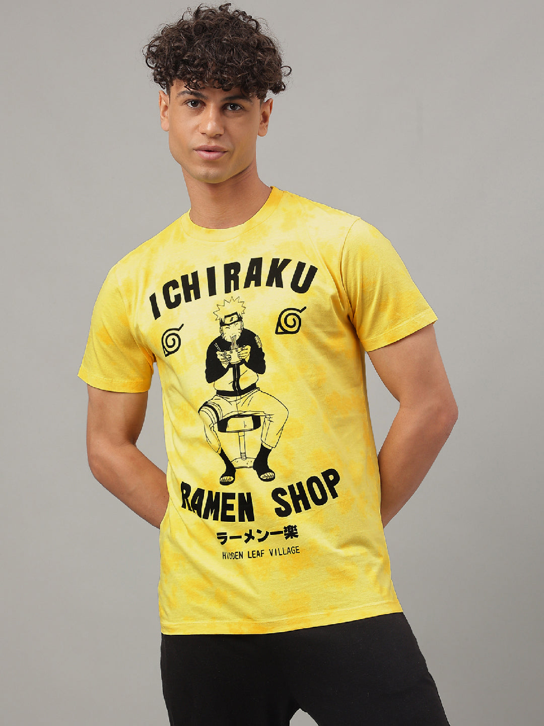 Free Authority Naruto Printed Yellow Tshirt For Men