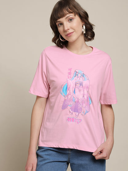 Hatsune Miku Pink Tshirt For Women