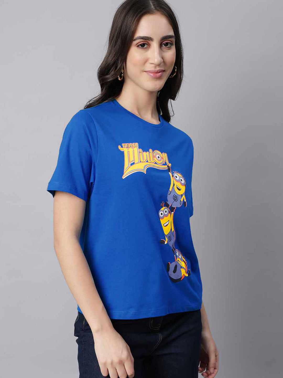 Minions Blue Relaxed Fit Tshirt For Women