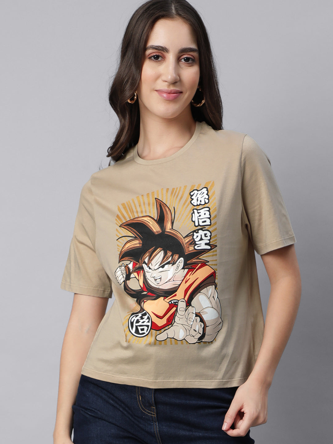 Dragon Ball Z Light Brown Tshirt For Women