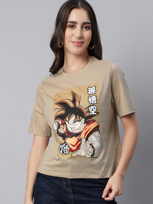 Dragon Ball Z Light Brown Tshirt For Women