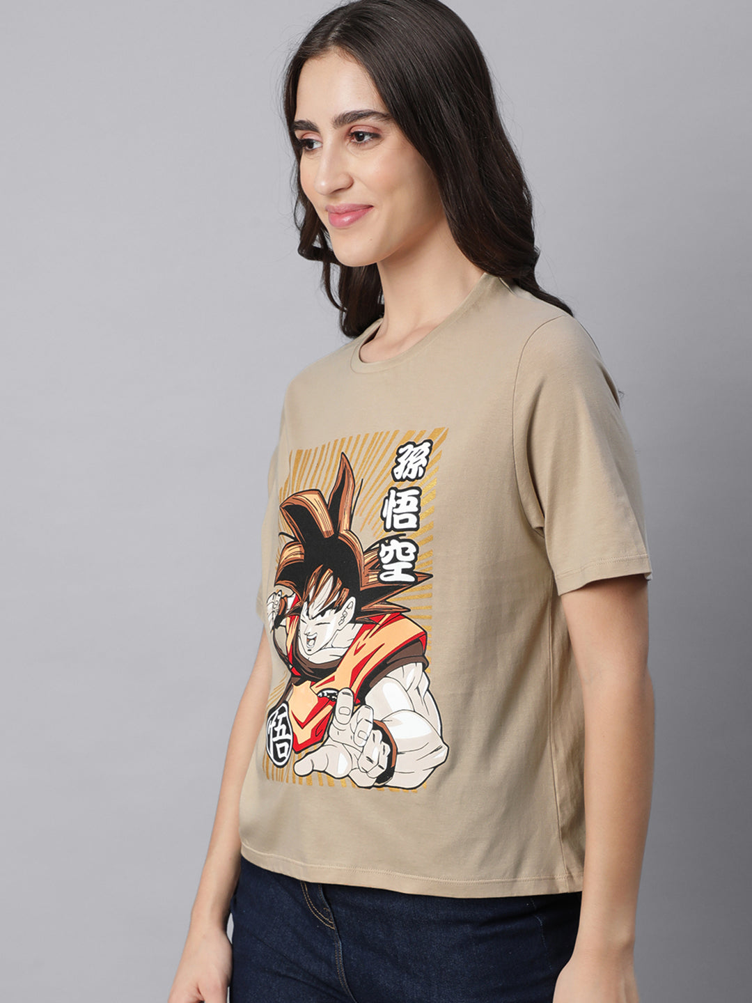 Dragon Ball Z Light Brown Tshirt For Women