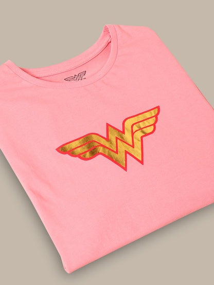 Wonder Woman Relaxed Fit Pink Tshirt For Women