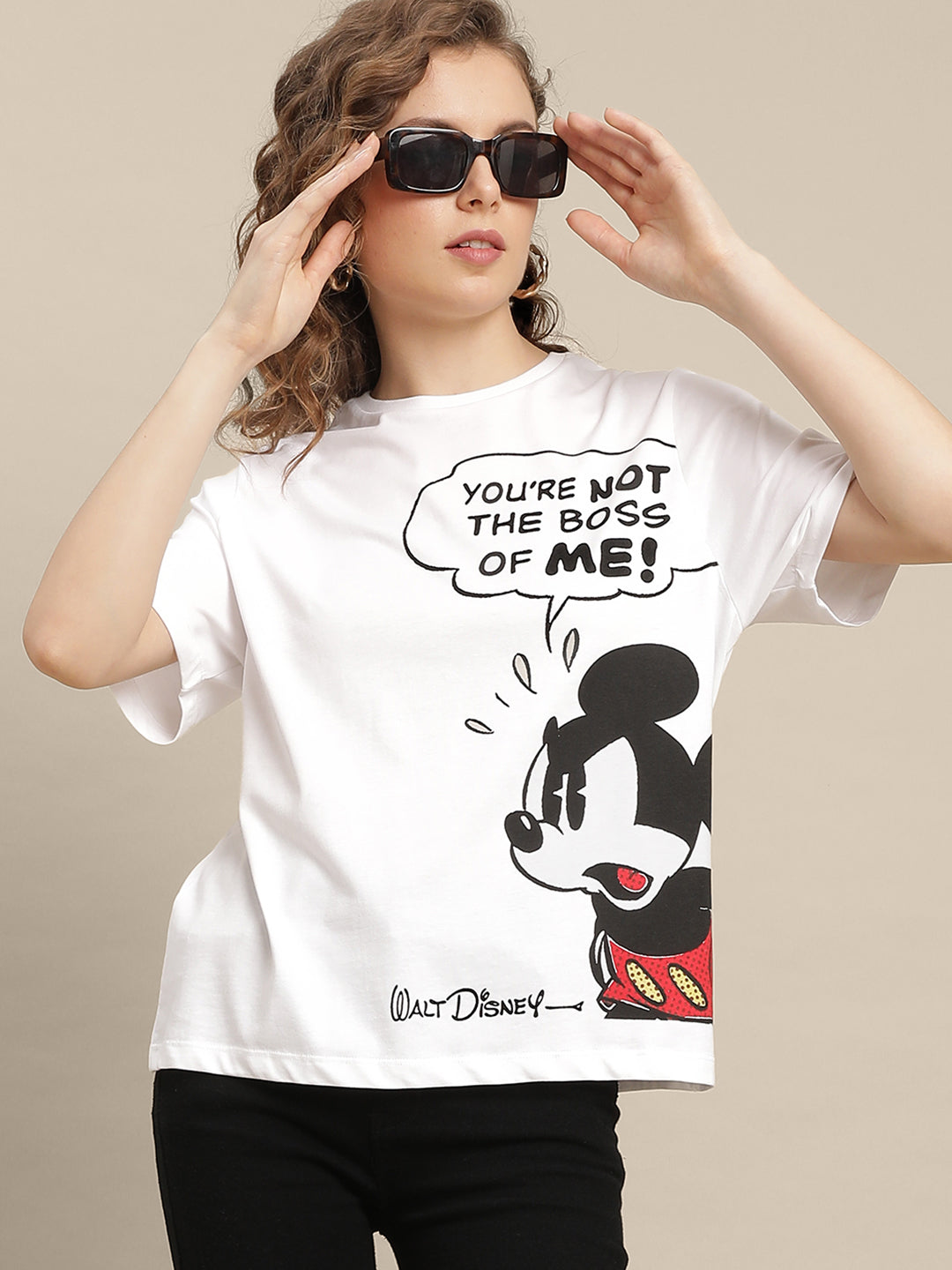 Mickey & Friends White Tshirt For Women