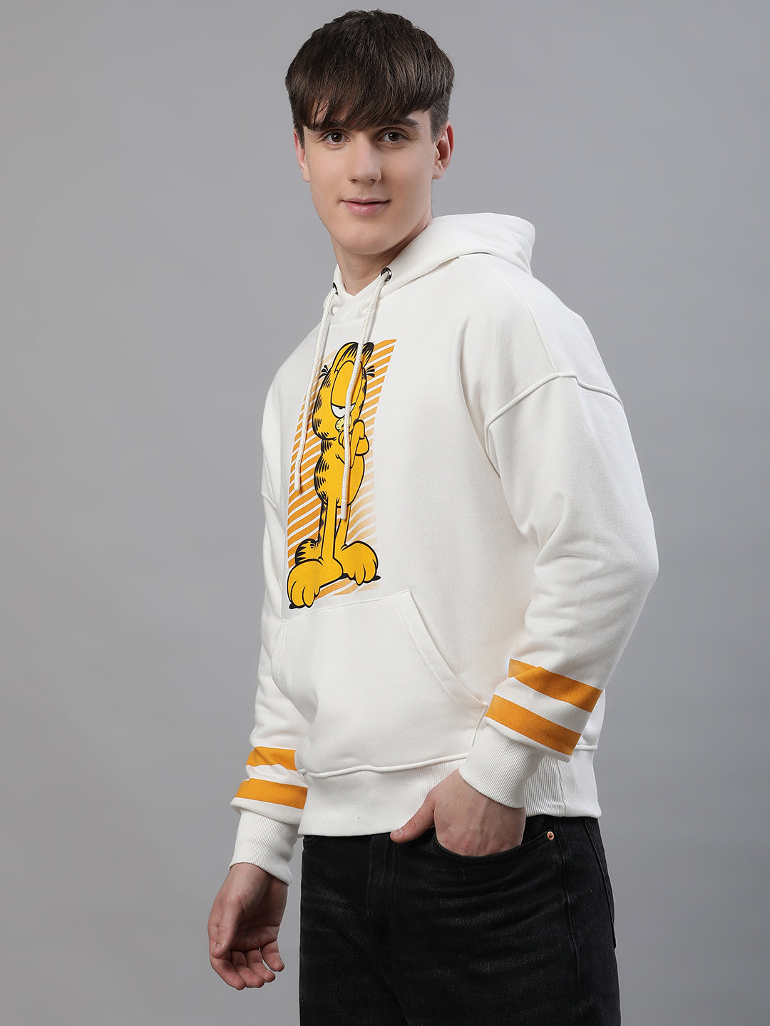 Garfield Oversized Off-White Hoodie For Men