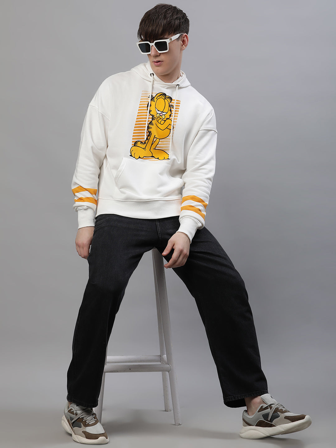 Garfield Oversized Off-White Hoodie For Men