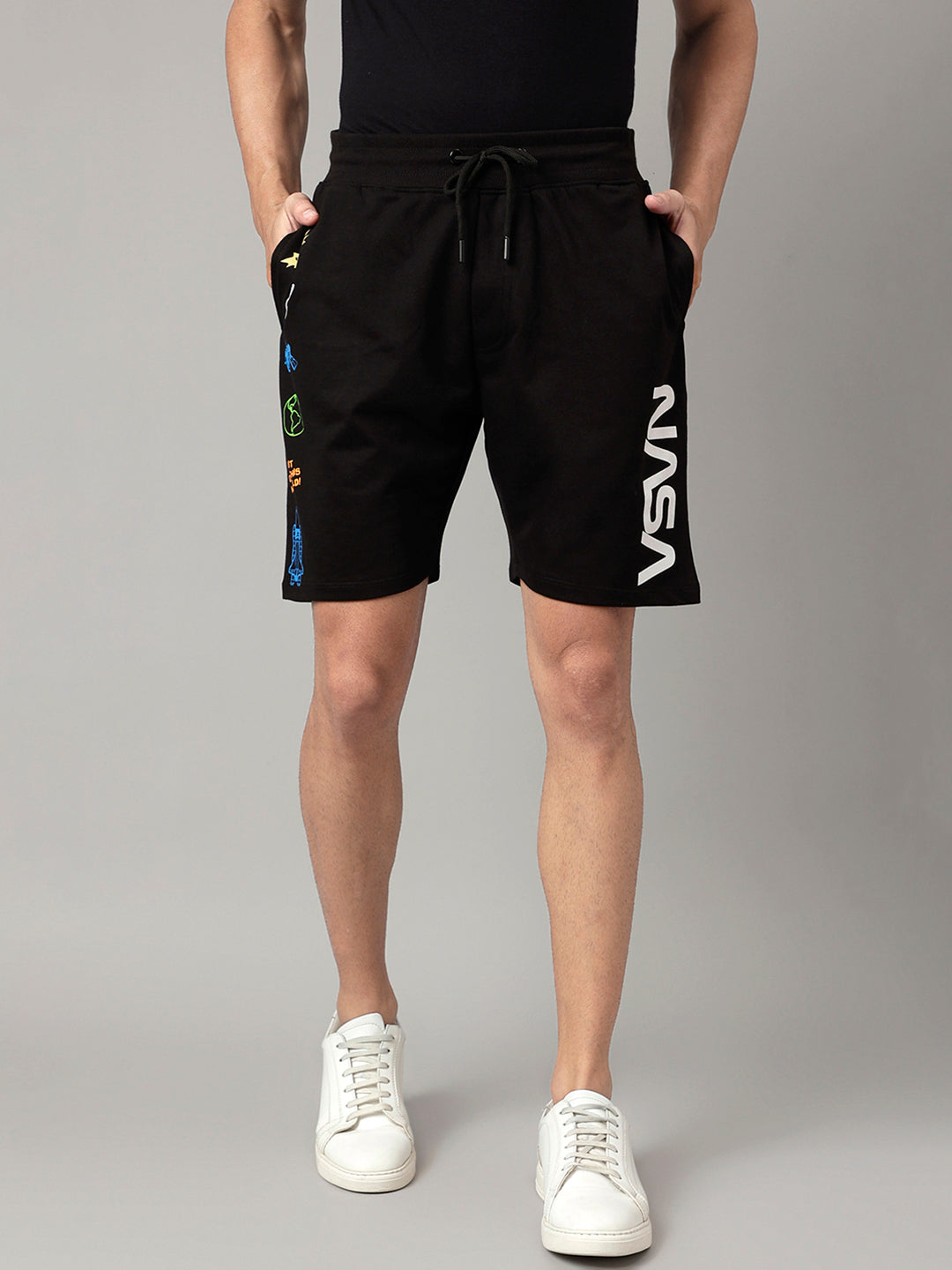 NASA Black Shorts For Men