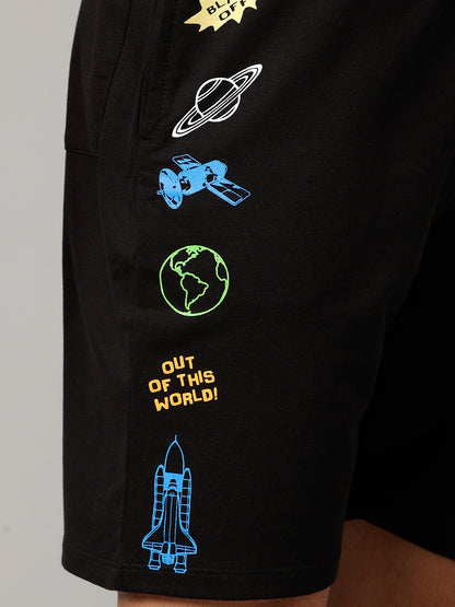 NASA Black Shorts For Men