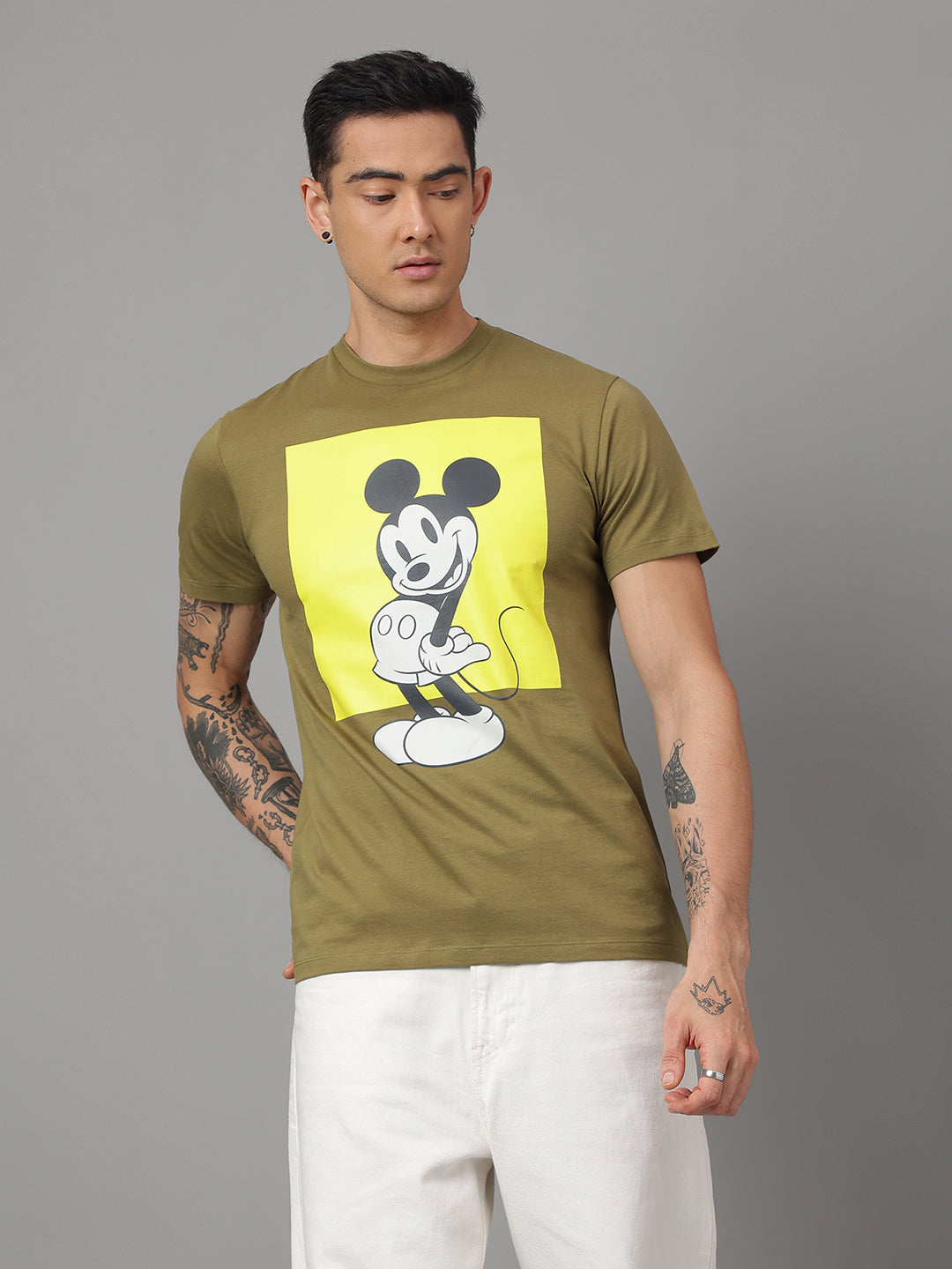 Mickey & Friends Green Tshirt For Men