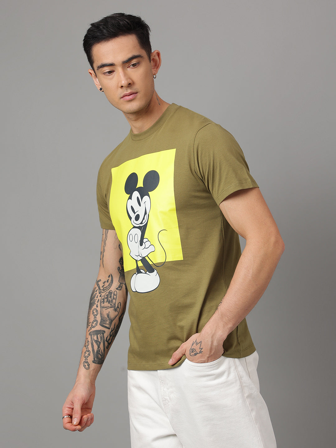 Mickey & Friends Green Tshirt For Men