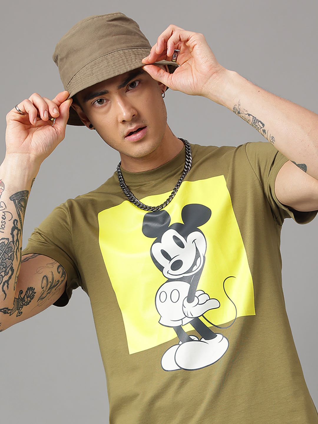 Mickey & Friends Green Tshirt For Men