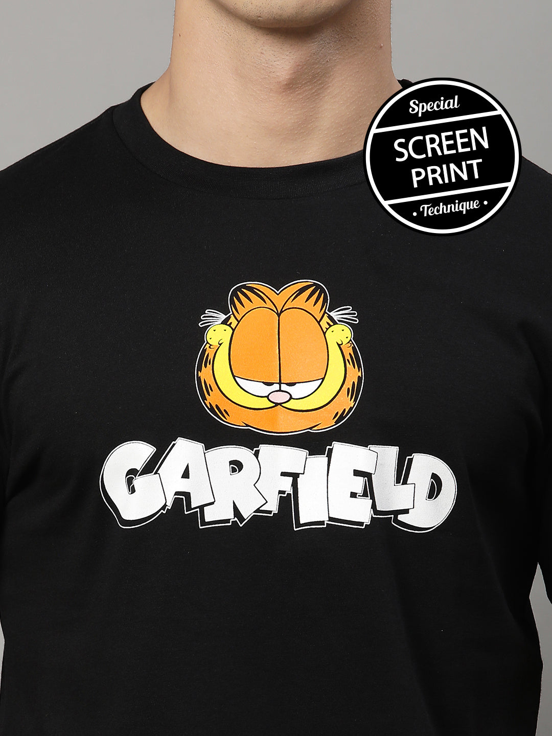 Garfield Black Regular Fit Tshirt For Men