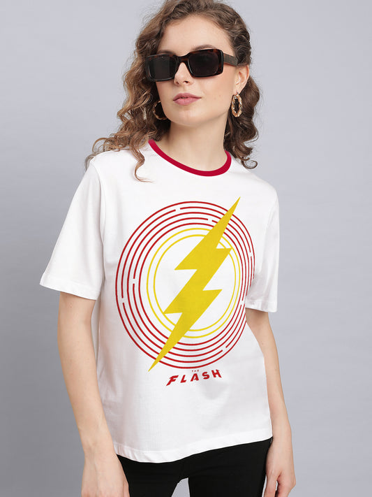 The Flash Relaxed Fit White Tshirt For Women