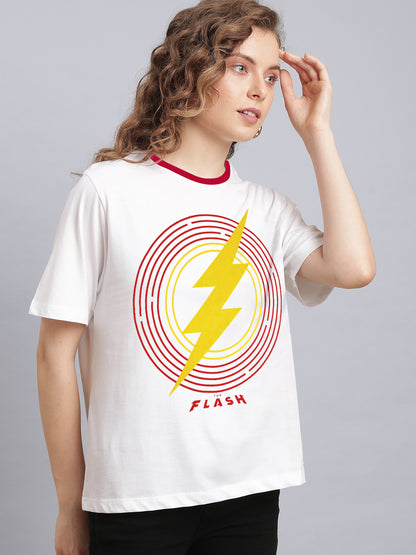 The Flash Relaxed Fit White Tshirt For Women