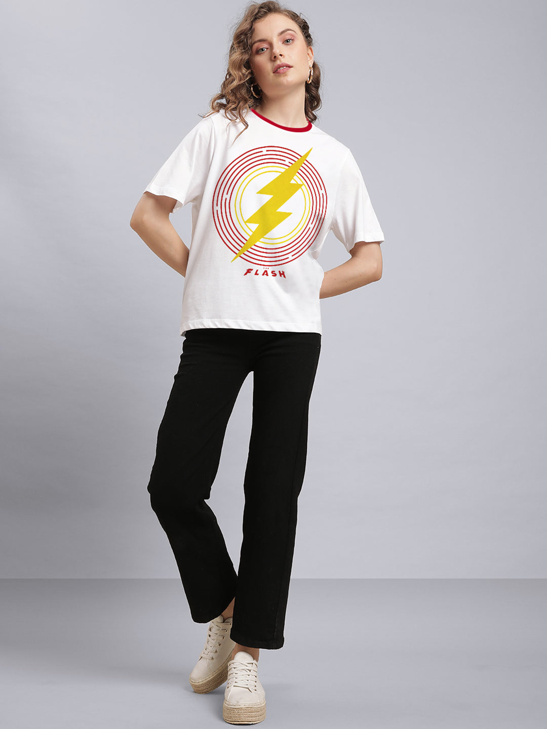 The Flash Relaxed Fit White Tshirt For Women