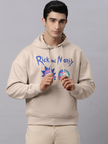 Rick & Morty Oversized Cream Hoodie For Men