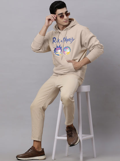 Rick & Morty Oversized Cream Hoodie For Men