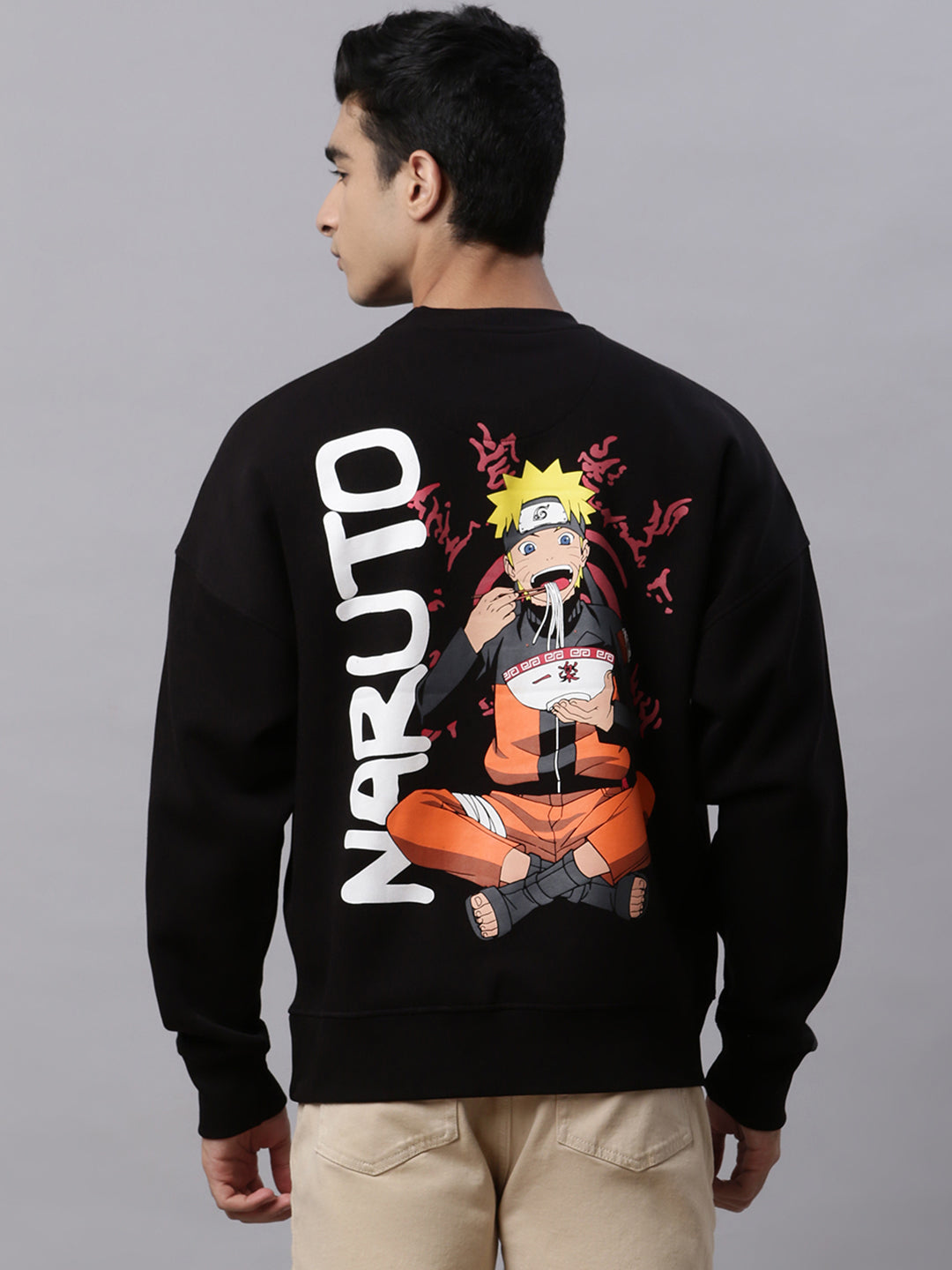 Naruto Oversized Black Sweatshirt For Men