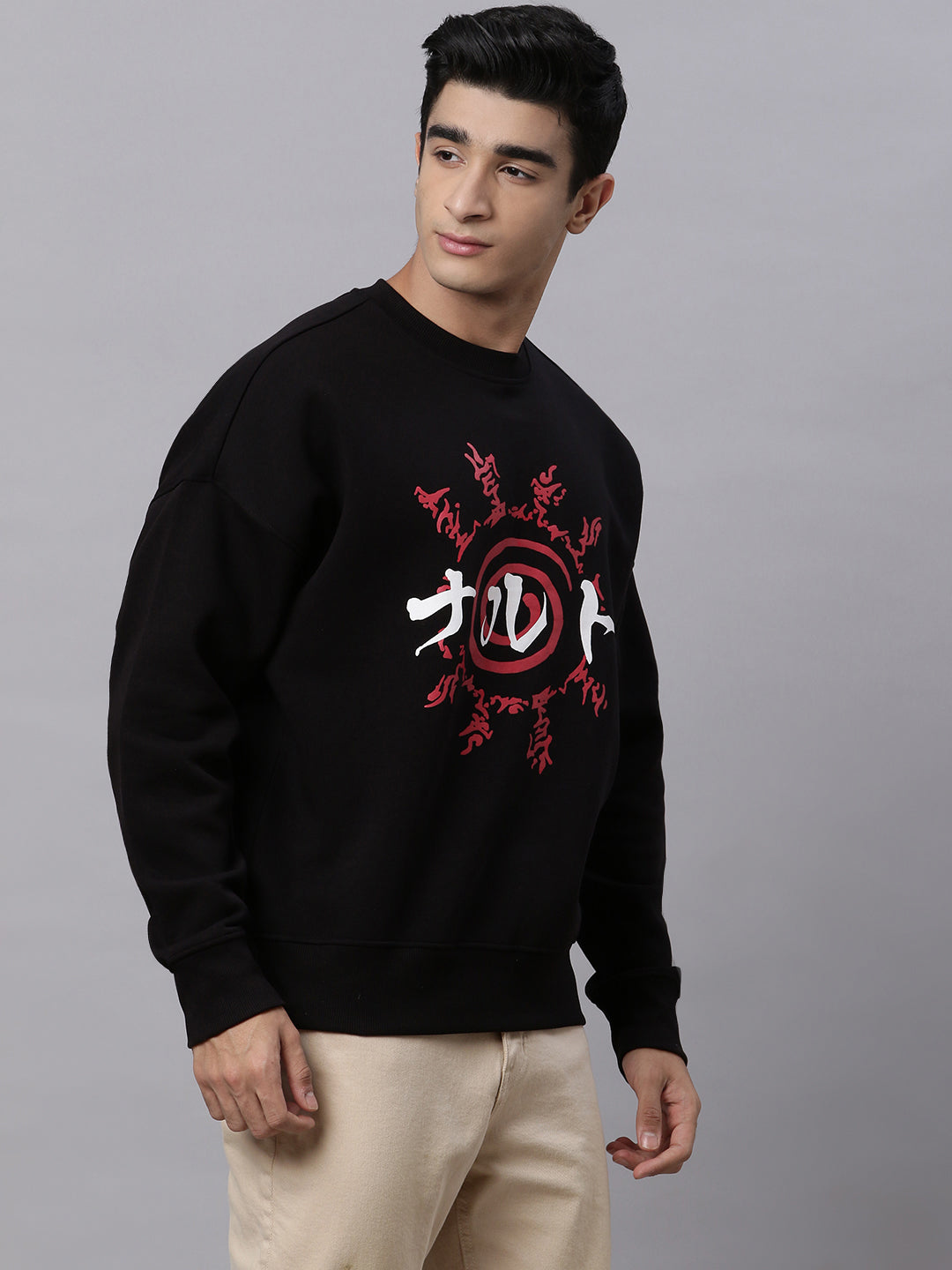 Naruto Oversized Black Sweatshirt For Men