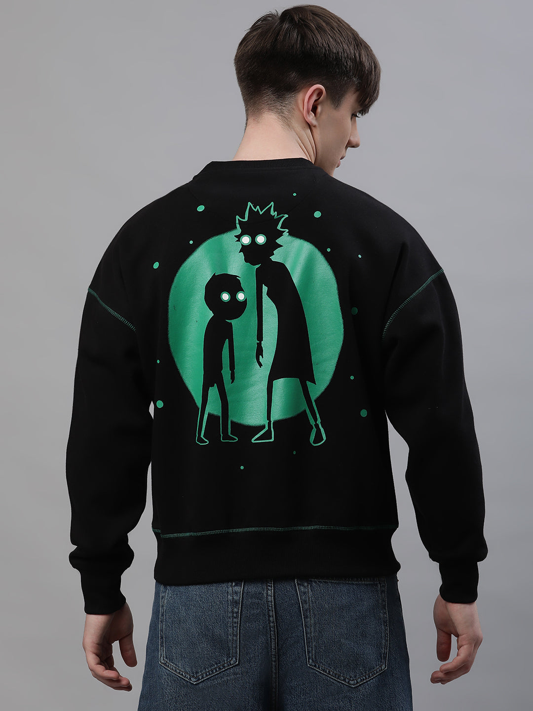 Rick & Morty Oversized Black Sweatshirt For Men