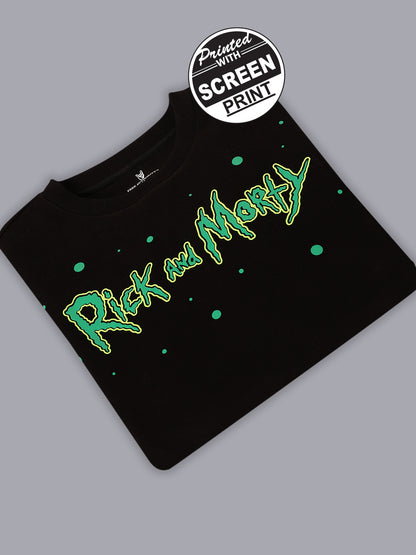 Rick & Morty Oversized Black Sweatshirt For Men