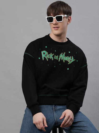 Rick & Morty Oversized Black Sweatshirt For Men