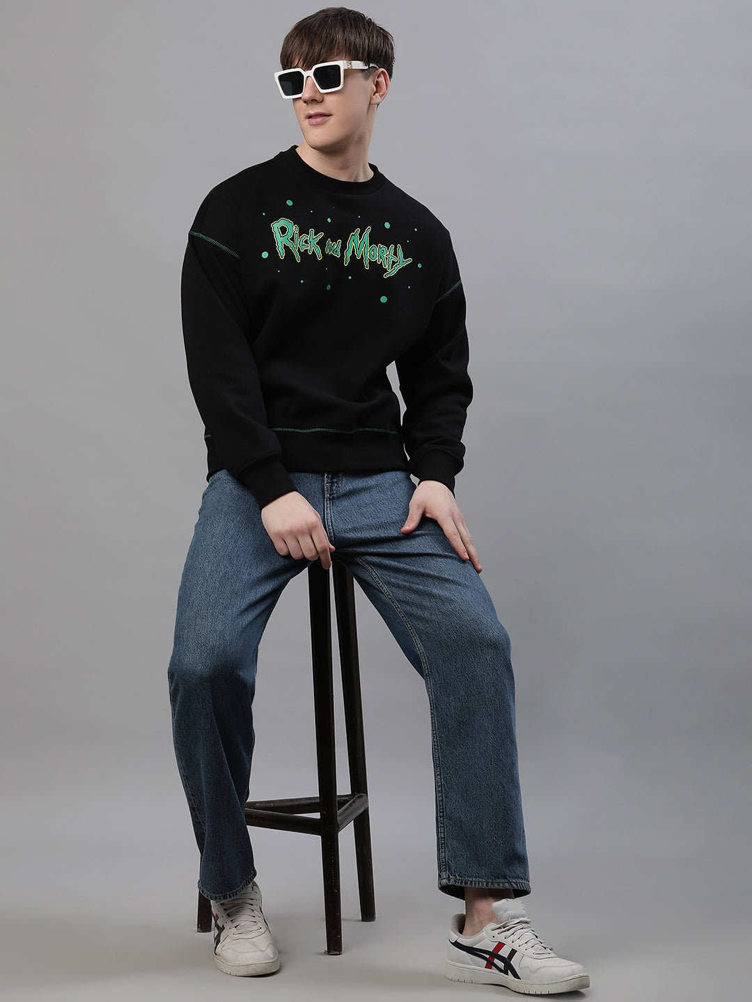 Rick & Morty Oversized Black Sweatshirt For Men