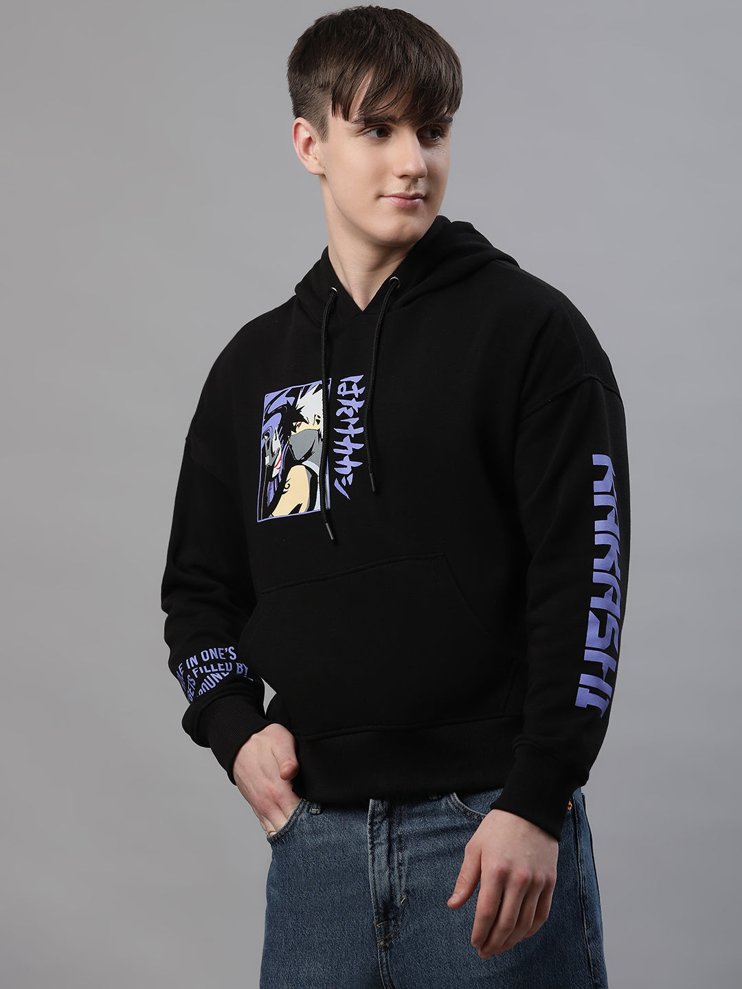 Naruto Oversized Black Hoodie For Men