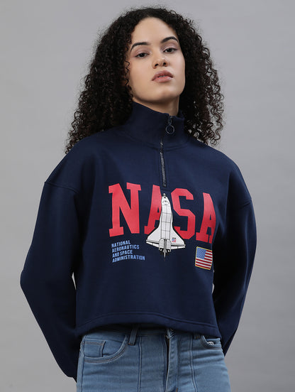 NASA Oversized Navy Sweatshirt For Women