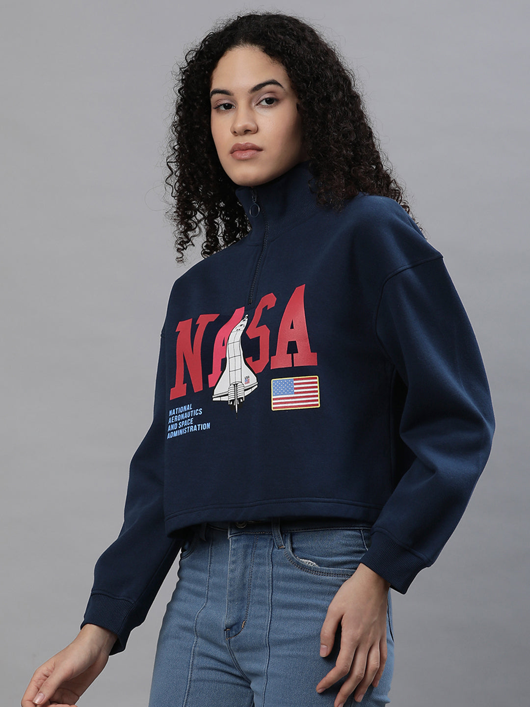 NASA Oversized Navy Sweatshirt For Women