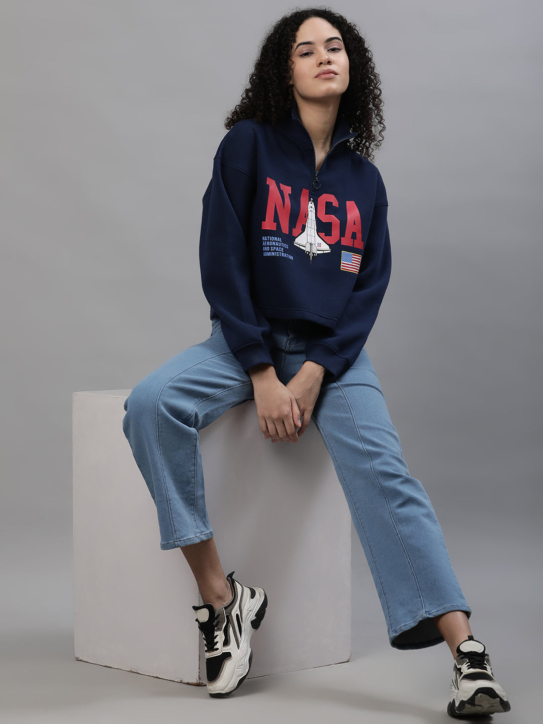 NASA Oversized Navy Sweatshirt For Women