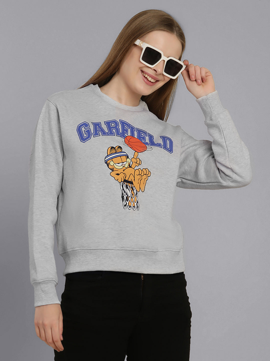 Garfield Grey Relaxed Fit Sweatshirt For Women