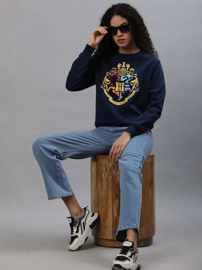 Harry Potter Relaxed Fit Navy Sweatshirt For Women