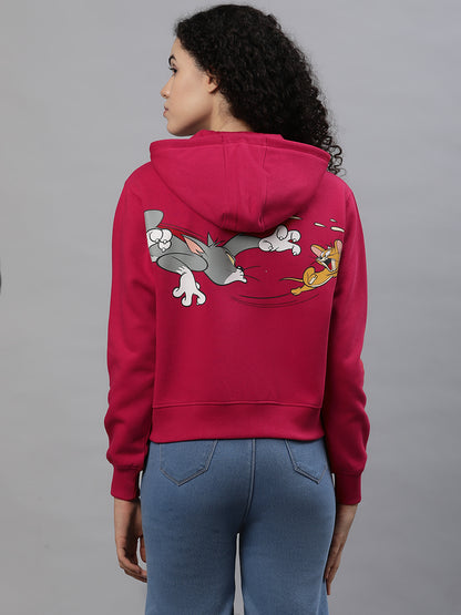 Tom & Jerry Red Hoodie For Women