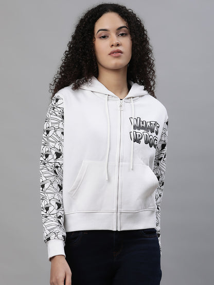 Looney Tunes White Hoodie For Women