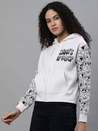 Looney Tunes White Hoodie For Women