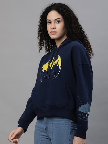 Batman Oversized Navy Hoodie For Women