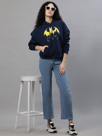 Batman Oversized Navy Hoodie For Women