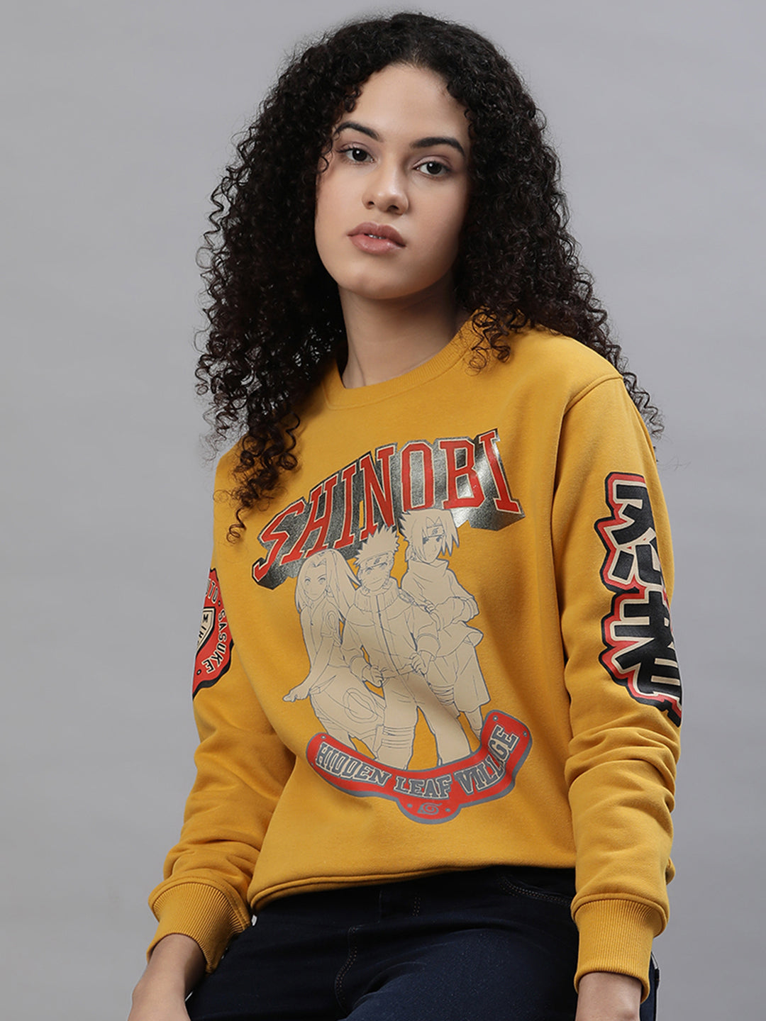 Naruto Relaxed Fit Yellow Sweatshirt For Women