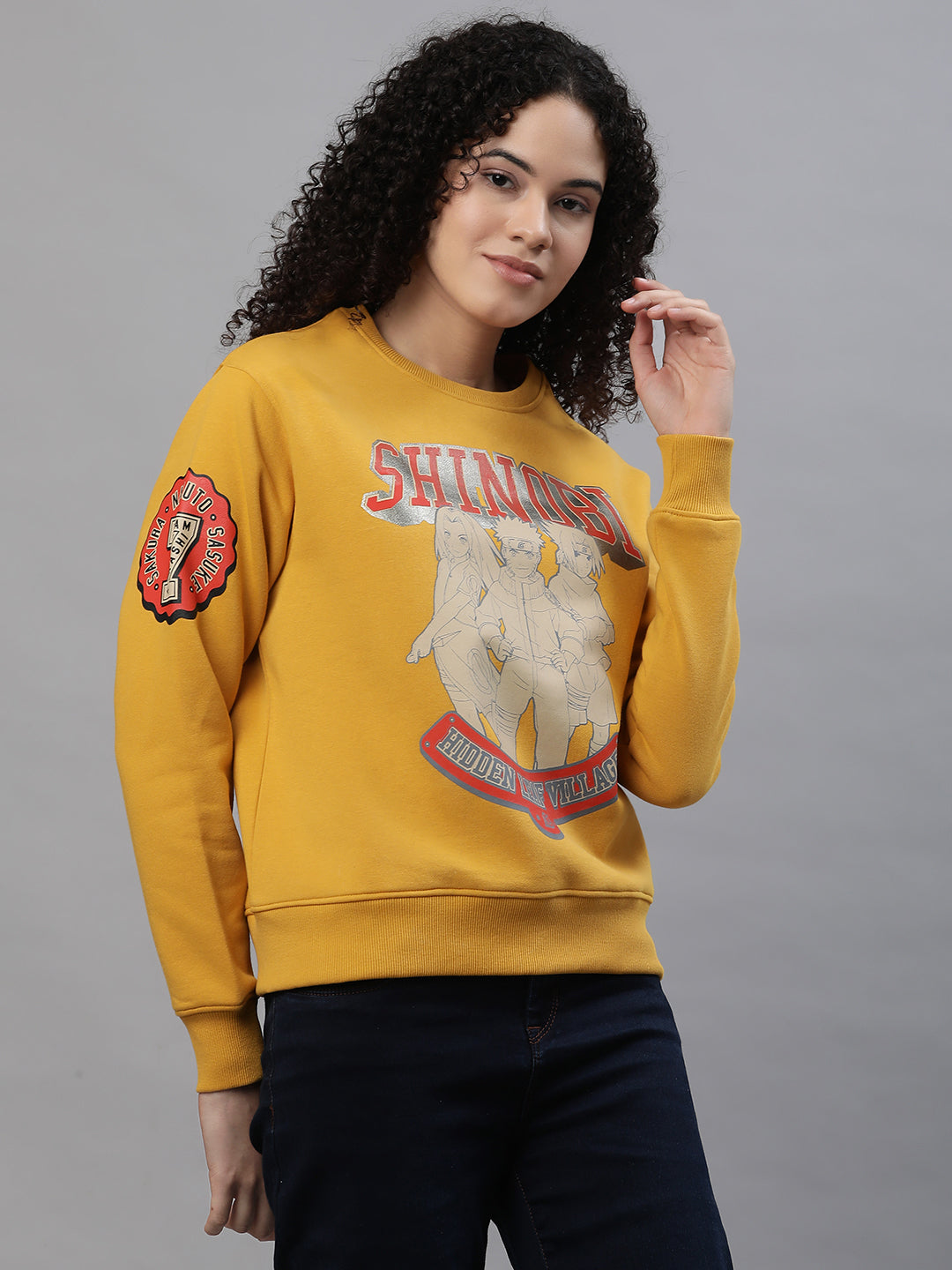 Naruto Relaxed Fit Yellow Sweatshirt For Women