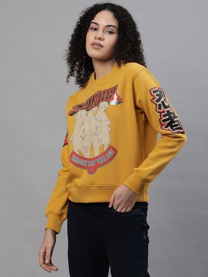 Naruto Relaxed Fit Yellow Sweatshirt For Women