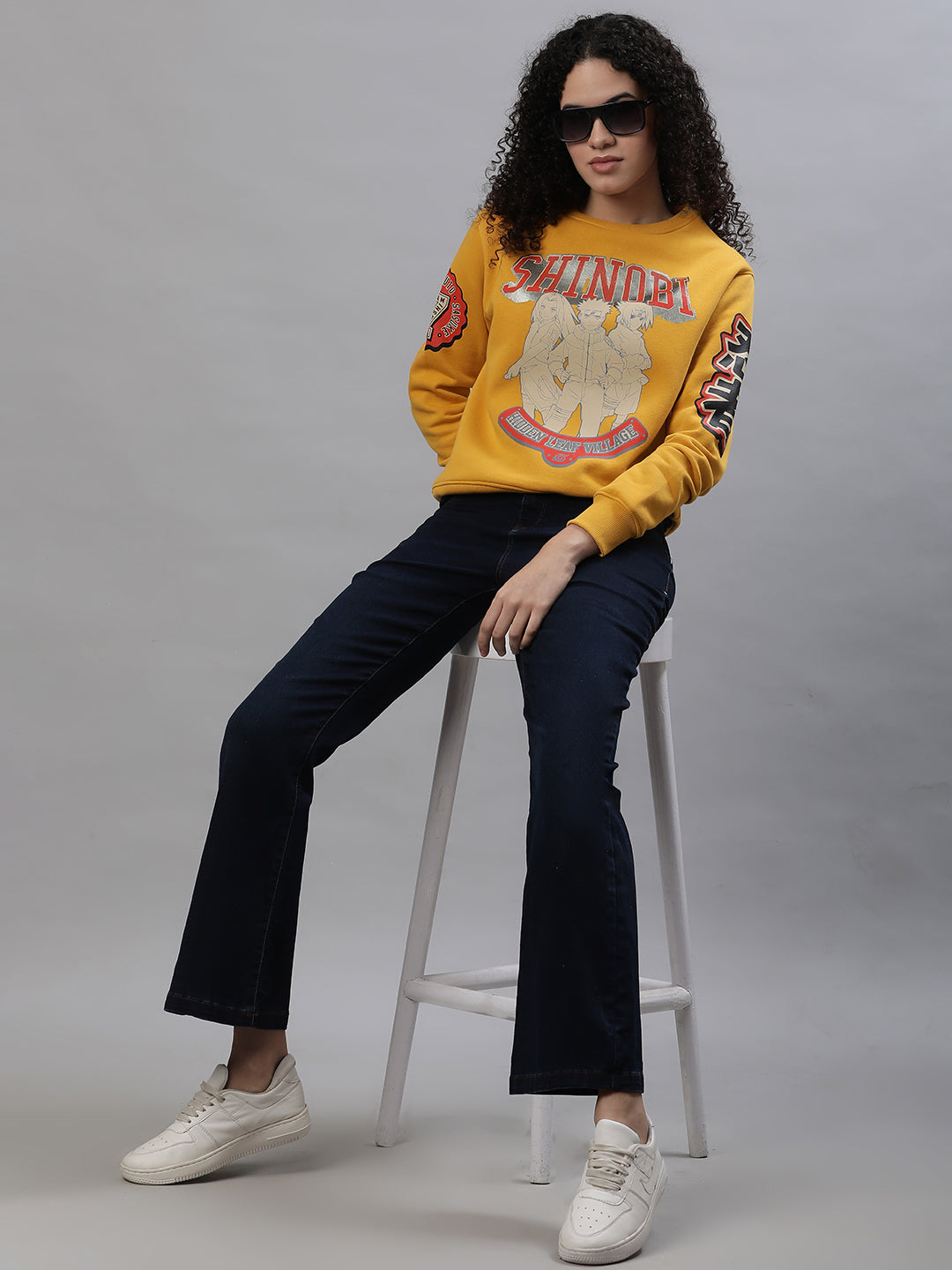 Naruto Relaxed Fit Yellow Sweatshirt For Women