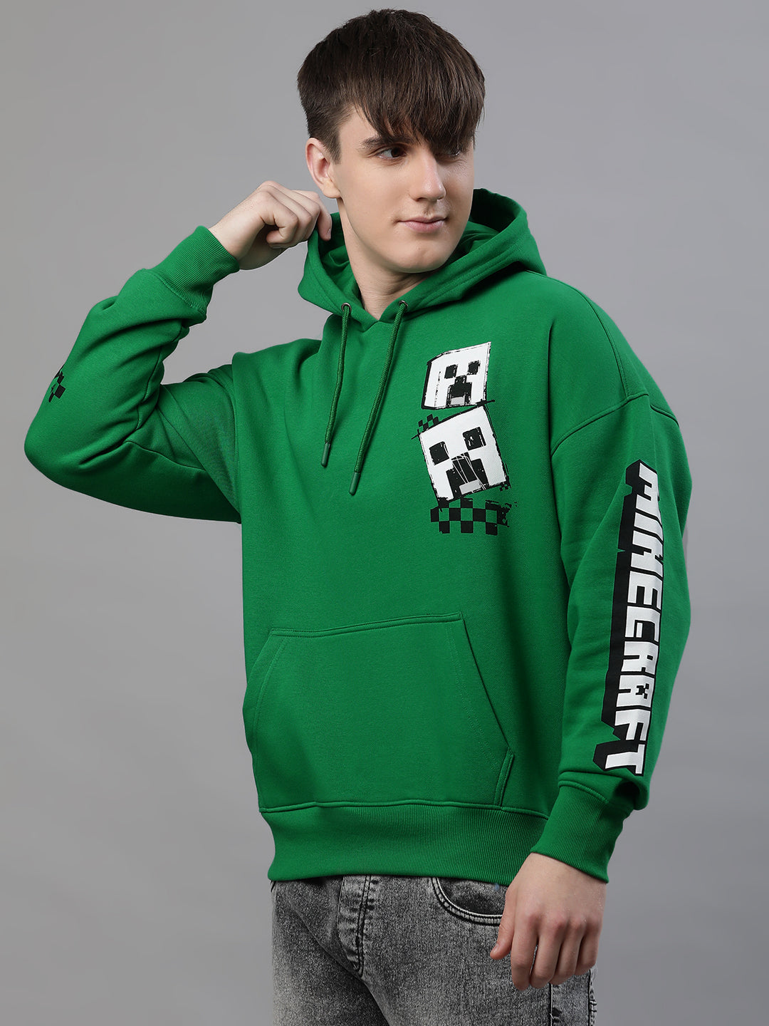 Minecraft Oversized  Green Hoodie For Men