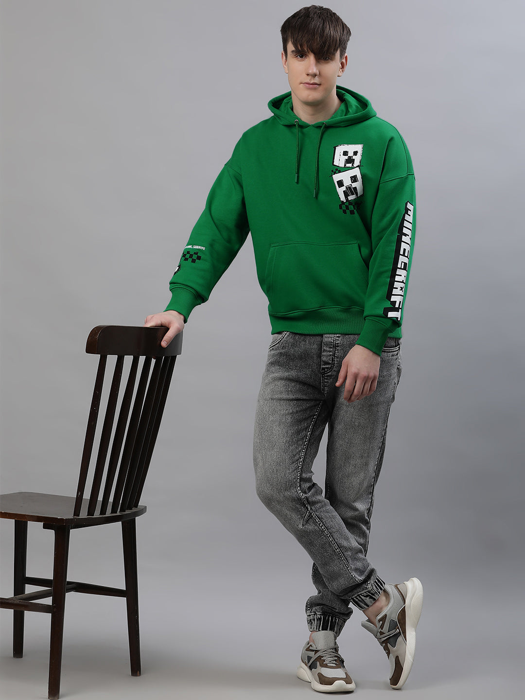 Minecraft Oversized  Green Hoodie For Men