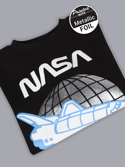 NASA Oversized Black Sweatshirt For Men