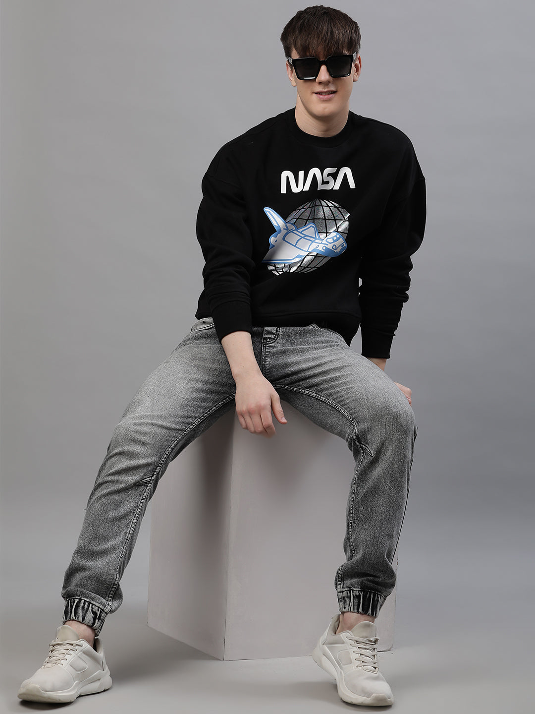 NASA Oversized Black Sweatshirt For Men