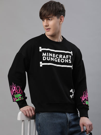 Minecraft Oversized Black Sweatshirt For Men