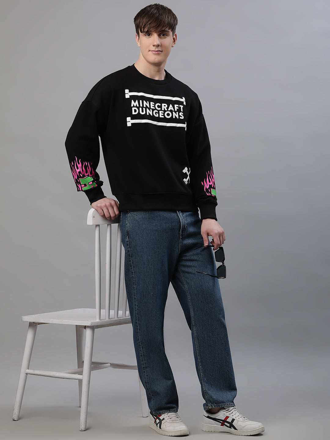 Minecraft Oversized Black Sweatshirt For Men